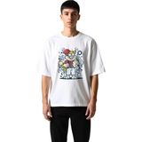 PayBuy Çılgın Kedi Karakteri Baskılı Erkek Oversize Tişört - Beyaz - 2XL