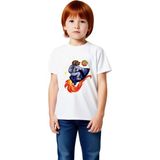 PayBuy Çocuk Tişört Astronot Köpek Basketbol Roket Uzay Baskılı Rahat Kesim %100 Pamuk Günlük Modern Şık - Beyaz - 2XL