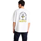 PayBuy Eğlenceli Parti Atmosferi Baskılı Erkek Oversize Tişört - Beyaz - 2XL