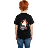 PayBuy Erişte Yiyen Panda Karakteri Baskılı Çocuk Tişört - Siyah - 2XL