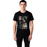 PayBuy Erkek %100 Pamuk Baskılı Tişört Şehir Tasarımı Brooklyn Manhattan Queens Yazılı Rahat Kesim Günlük - Siyah - 2XL