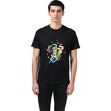 PayBuy Erkek Astronot Boombox Roket Uzay Temalı Dinamik Line Art Baskılı Tişört Günlük Rahat Modern Şık - Siyah - 2XL