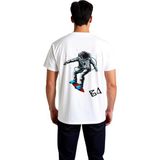 PayBuy Erkek Astronot Grafik Baskılı Pamuklu Tişört Uzay Temalı Rahat Kesim Kısa Kollu Günlük Giyim Modern - Beyaz - XL