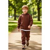 PayBuy Erkek Çocuk Kapüşonlu Sweatshirt ve Eşofman Altı Iki Parça Takım Konforlu Günlük Giyim Kaliteli - Kahverengi - 8 - 9 Yaş