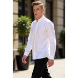 PayBuy Erkek Dokulu Slim Fit Uzun Kollu Gömlek Modern Tarzı ve Konforu Bir Arada Sunan Şık Seçim Spor - Beyaz - XS