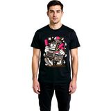 PayBuy Erkek Dondurma Kolu Retro Robot Baskılı Tişört %100 Pamuk Rahat Kesim Günlük Giyim Modern Şık Zarif - Siyah