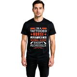 PayBuy Erkek Dövmeli Hemşire Baskılı Tişört Mizahi Tasarım Kısa Kollu Rahat Kesim Günlük Giyim Modern Şık - Siyah - 2XL