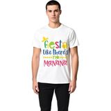 PayBuy Erkek Fiesta Baskılı Tişört Renkli Desen Rahat Kesim Günlük Giyim Konforlu Pamuk Modern Şık Zarif - Beyaz - 2XL