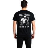 PayBuy Erkek Fitness Kafatası Baskılı Motivasyon Tişört Dumbbell Desen Günlük Spor Giyim Rahat Modern Şık - Siyah - XL