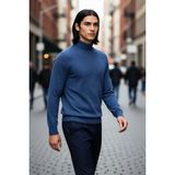 PayBuy Erkek Fitted Kalıp Yarım Balıkçı Yaka Triko Kazak Kış Sezonu Için Modern ve Şık Bir Seçim Kaliteli - Indigo