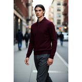 PayBuy Erkek Fitted Kesim Polo Yaka Triko Kazak Uzun Kollu Smart Casual Tarzı Günlük Şıklık Sunar - Bordo