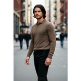 PayBuy Erkek Fitted Kesim Polo Yaka Triko Kazak Uzun Kollu Smart Casual Tarzı Günlük Şıklık Sunar