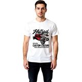 PayBuy Erkek Hotrod Master Vintage Racer Baskılı Tişört %100 Pamuk Rahat Kesim Günlük Modern Şık Konforlu - Beyaz