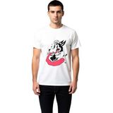 PayBuy Erkek Karikatür Köpek Baskılı Kısa Kollu Tişört %100 Pamuk Rahat Kesim Günlük Giyim Modern Şık Zarif - Beyaz - 2XL