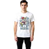 PayBuy Erkek Komik Kedi Karakteri Baskılı Rahat Kesim Kısa Kollu Tişört Günlük Giyim Modern Şık Konforlu - Beyaz - 2XL