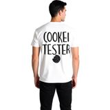 PayBuy Erkek Kurabiye Tester Mizahi Baskılı Pamuklu Tişört Günlük Rahat Kesim Retro Tasarım Modern Şık - Beyaz