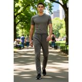 PayBuy Erkek Moda Regular Fit Pantolon Düz Desen Normal Bel Lastikli Beli Rahat Günlük Kombinler Hafta Sonu