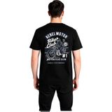 PayBuy Erkek Motosiklet Kulübü Baskılı Pamuk Tişört Rebel Motor Tasarım Rahat Kesim Günlük Modern Şık Zarif - Siyah - 2XL