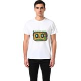 PayBuy Erkek Nostalji Grafik Baskılı Retro Elektronik Tasarım Tişört Rahat Kesim Günlük Giyim Modern Şık - Beyaz - XL