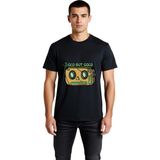 PayBuy Erkek Nostalji Grafik Baskılı Retro Elektronik Tasarım Tişört Rahat Kesim Günlük Giyim Modern Şık - Siyah - XL