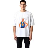 PayBuy Erkek Oversize Basketbol Sporcusu Şef Yemeği Baskılı Retro Tişört Günlük Rahat Modern Şık Konforlu - Beyaz