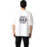 PayBuy Erkek Oversize Baskılı Tişört Baba Temalı Kalp Motifli Kısa Kollu Rahat Kesim %100 Pamuk Günlük - Beyaz - 2XL