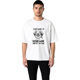 PayBuy Erkek Oversize Baskılı Tişört Köpek Sevgisi Şarap Tutkusu Rahat Kesim Günlük Giyim Modern Şık Zarif - Beyaz - 2XL