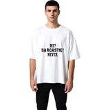 PayBuy Erkek Oversize Baskılı Tişört Sarkastik Mizah Tasarımı Rahat Kesim Günlük Giyim Modern Şık Konforlu - Beyaz - 2XL
