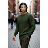 PayBuy Erkek Oversize Geniş Kalıp Saç Örgülü Bisiklet Yaka Triko Kazak Kış Modası Için Ideal Seçim - Haki - XL