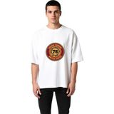 PayBuy Erkek Oversize Grafik Baskılı Tişört %100 Pamuk Crew Neck Kısa Kol Rahat Kesim Modern Şehir Tarzı - Beyaz - XL