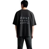 PayBuy Erkek Oversize Grafik Baskılı Tişört Köpek Kitap Kahve Sevgili Rahat Kesim Günlük Giyim Modern Şık - Siyah - 2XL