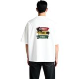 PayBuy Erkek Oversize Grafik Baskılı Tişört Retro Yaz Teması Nostaljik Stil Rahat Kesim Günlük Modern Şık - Beyaz