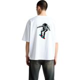 PayBuy Erkek Oversize Grafik Baskılı Tişört Uzay Temalı Astronot Sörf Tasarımı Rahat Kesim Günlük Modern - Beyaz - 2XL