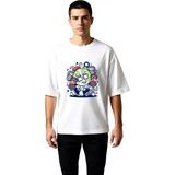 PayBuy Erkek Oversize Grafik Tişört Dünya Karakteri Dumbbell Antrenman Baskılı Rahat Kesim Günlük Modern - Beyaz - XL