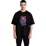 PayBuy Erkek Oversize Karikatür Kral Tasarımı Dijital Baskılı Tişört Rahat Kesim Günlük Modern Şık Konforlu - Siyah - 2XL