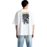 PayBuy Erkek Oversize Mistik Voodoo Grafik Baskılı Kısa Kollu Tişört %100 Pamuk Rahat Kesim Günlük Modern - Beyaz