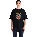 PayBuy Erkek Oversize Müzik Baskılı Tişört Rocker Kedi Grafik Desen Rahat Kesim Günlük Giyim Modern Şık - Siyah - 2XL