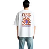 PayBuy Erkek Oversize Oyun Baskılı Tişört %100 Pamuk Retro Tasarım Kısa Kollu Rahat Kesim Günlük Modern - Beyaz