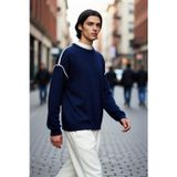 PayBuy Erkek Oversize Rahat Akrilik Bisiklet Yaka Triko Kazak Biye Detaylı Kışlık Modern Giyim Stili