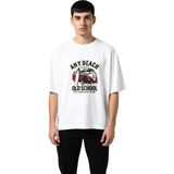 PayBuy Erkek Oversize Sörf Plajı Retro Van Baskılı Kısa Kollu Tişört Rahat Kesim Günlük Modern Şık Konforlu - Beyaz - 2XL