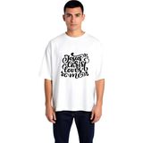 PayBuy Erkek Oversize Spiritüel Mesaj Baskılı Tişört %100 Pamuk Rahat Kesim Günlük Giyim Modern Şık Zarif - Beyaz - XL