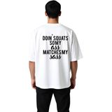PayBuy Erkek Oversize Tişört %100 Pamuk Crew Neck Kısa Kol Baskılı Fitness Mizah Antrenman Teması Günlük - Beyaz - 2XL