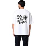 PayBuy Erkek Oversize Tişört %100 Pamuk Dini Inanç Mesajı Baskılı Rahat Kesim Günlük Giyim Modern Şık Zarif - Beyaz - 2XL