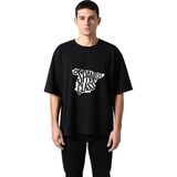 PayBuy Erkek Oversize Tişört %100 Pamuk Ispanyolca Dersı Retro Baskı Rahat Kesim Günlük Giyim Modern Şık - Siyah - 2XL