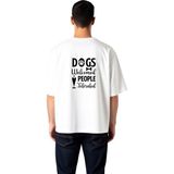 PayBuy Erkek Oversize Tişört %100 Pamuk Köpek Baskılı Mizah Grafik Desenli Rahat Kesim Günlük Giyim Modern - Beyaz