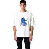 PayBuy Erkek Oversize Tişört Ay Üzerinde Gitar Çalan Astronot Baskılı Rahat Kesim Günlük Giyim Modern Şık - Beyaz - XL