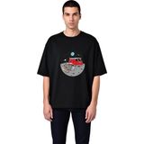 PayBuy Erkek Oversize Tişört Ay'da Astronot Gitar Kahve Baskılı Rahat Kesim Günlük Giyim Modern Şık Zarif - Siyah - XL