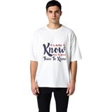 PayBuy Erkek Oversize Tişört Baskılı Öğrenme Felsefesi Retro Modern Tasarım Rahat Kesim Günlük Şık Konforlu - Beyaz - 2XL