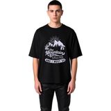 PayBuy Erkek Oversize Tişört Dağ Grafik Baskılı Outdoor Macera Teması Rahat Kesim Günlük Giyim Modern Şık - Siyah - 2XL