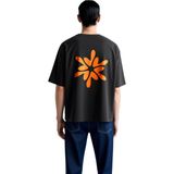 PayBuy Erkek Oversize Tişört Geometrik Çiçek Desen Baskılı Rahat Kesim Günlük Giyim Modern Şık Konforlu - Siyah